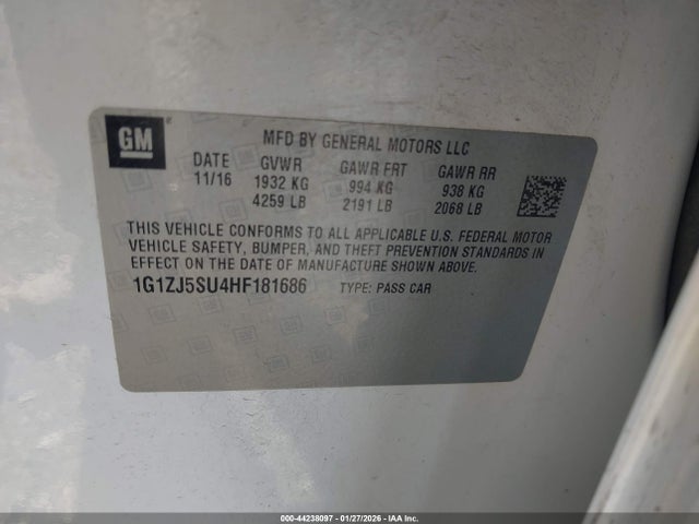 1G1ZJ5SU4HF181686 Chevrolet MALIBU HYBRID