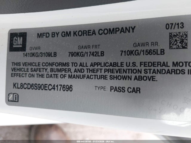 Chevrolet Spark 1lt Auto 2014 KL8CD6S90EC417696 Image 9
