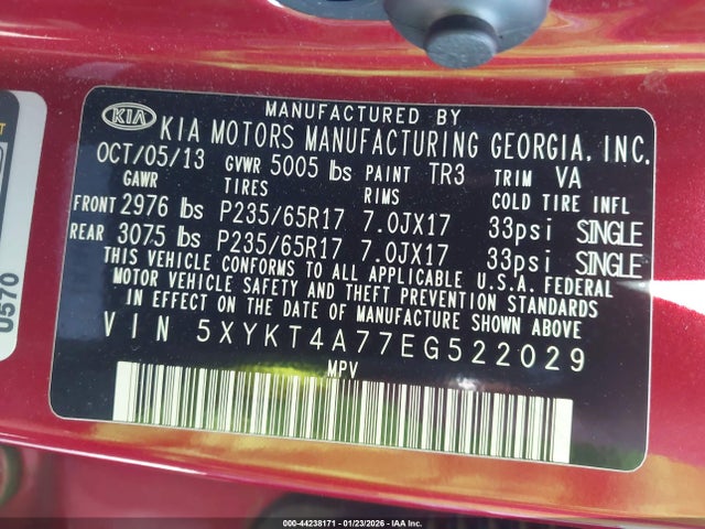 5XYKT4A77EG522029 KIA Sorento Lx V6