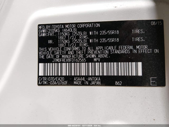 2015 TOYOTA RAV4 JTMDFREV8FD162565 Photo 8