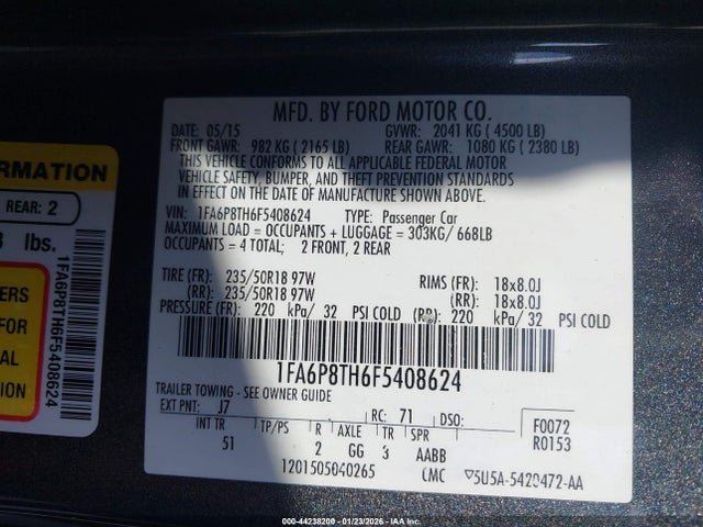 Ford Mustang Ecoboost 2015 1FA6P8TH6F5408624 Image 9