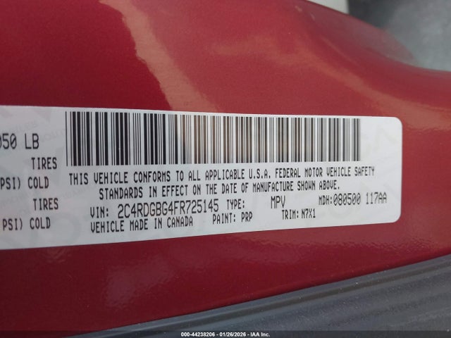 2C4RDGBG4FR725145 Dodge Grand Caravan Se Plus