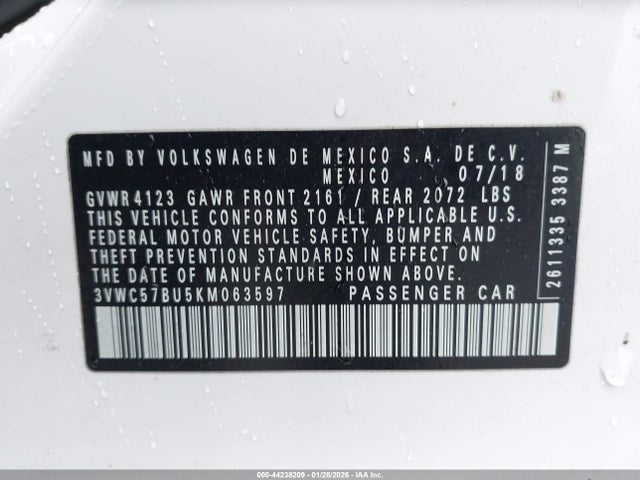 3VWC57BU5KM063597 Volkswagen Jetta 1.4t R-line/1.4t S/1.4t Se