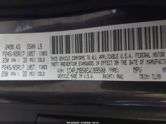 1C4PJMBS0EW189500 Jeep Cherokee Trailhawk