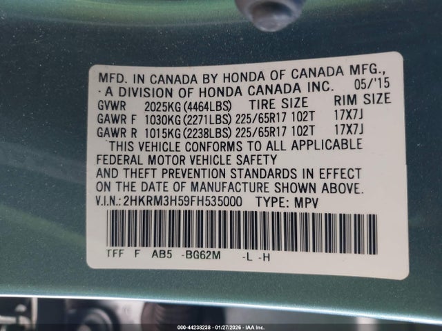 2HKRM3H59FH535000 Honda CR-V EX