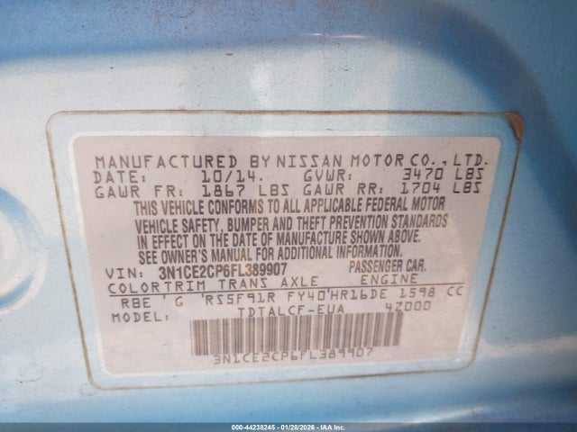 3N1CE2CP6FL389907 Nissan Versa Note S (sr)
