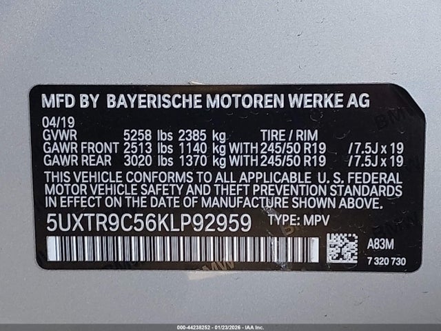 5UXTR9C56KLP92959 BMW X3 Xdrive30i