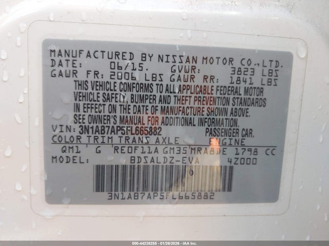 3N1AB7AP5FL665882 Nissan Sentra Fe+ S/s/sl/sr/sv