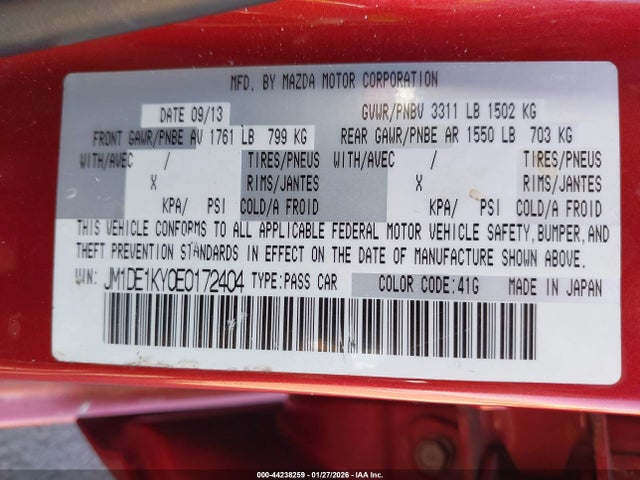 JM1DE1KY0E0172404 Mazda Mazda2 Sport