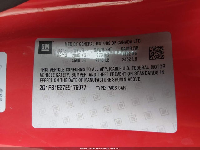 Chevrolet Camaro 1lt 2014 2G1FB1E37E9175977 Image 9