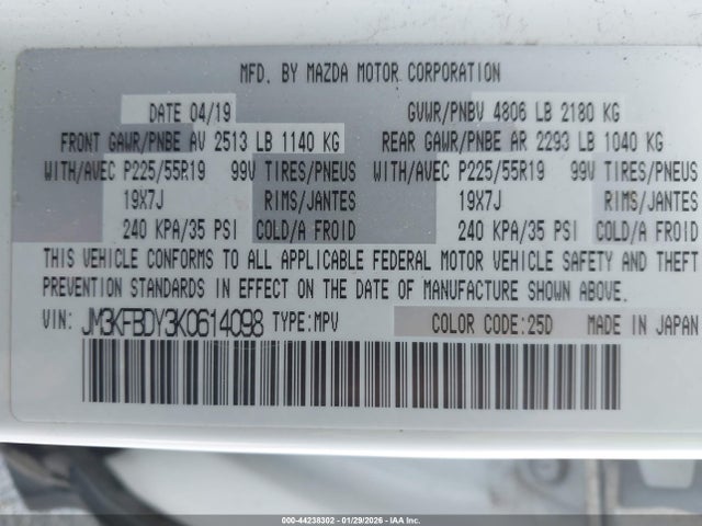 JM3KFBDY3K0614098 Mazda Cx-5 Grand Touring Reserve