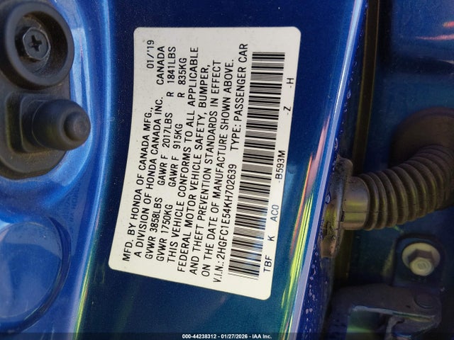2HGFC1E54KH702639 Honda CIVIC SI