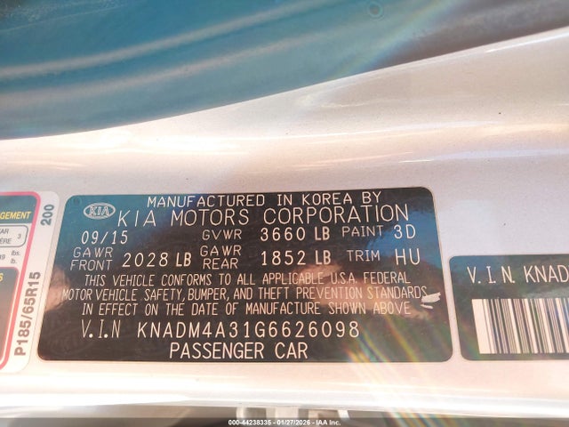 KNADM4A31G6626098 KIA RIO LX