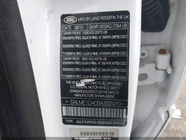 2011 LAND ROVER RANGE ROVER SALME1D40BA332970 Photo 8