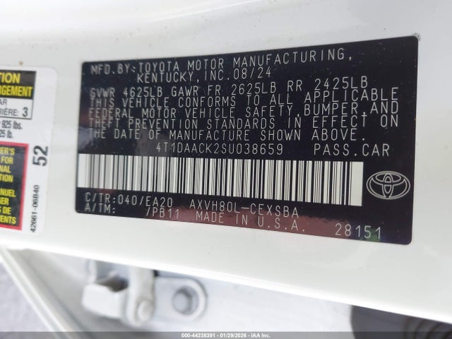 2025 TOYOTA CAMRY 4T1DAACK2SU038659 Photo 8