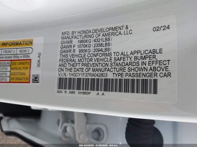 Honda ACCORD EX 2024 1HGCY1F37RA042803 Image 27
