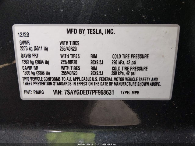 2023 TESLA MODEL Y 7SAYGDED7PF968631 Photo 8