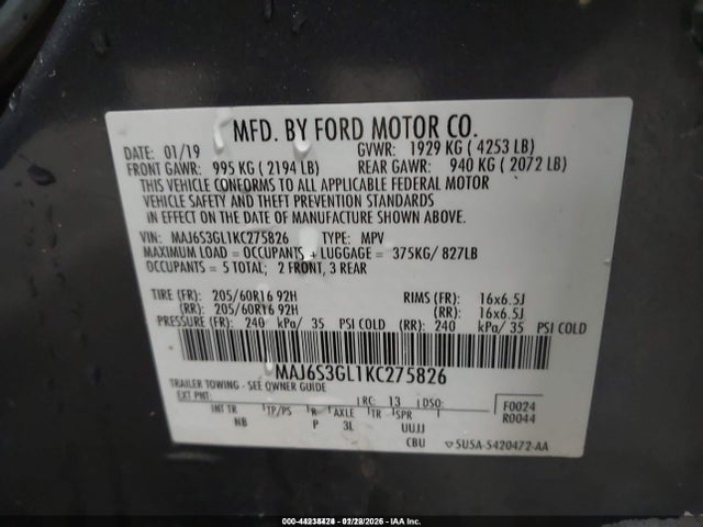 2019 FORD ECOSPORT MAJ6S3GL1KC275826 Photo 8