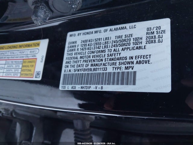 5FNYF8H59LB011133 Honda Passport Awd Ex-l