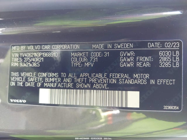 YV40621N3P1968910 Volvo Xc90 B6 Plus 6-seater