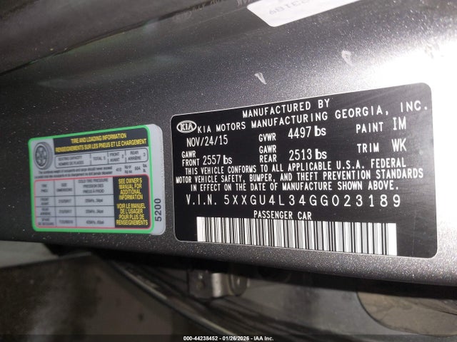 5XXGU4L34GG023189 KIA OPTIMA EX