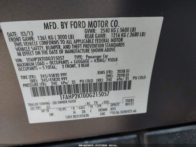 2013 FORD TAURUS 1FAHP2KT0DG215057 Photo 8