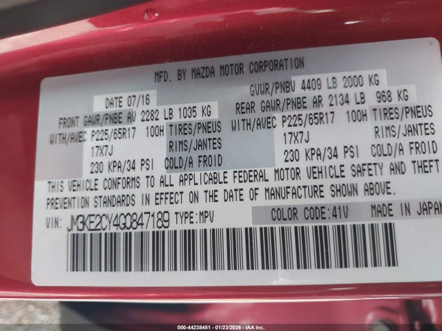 JM3KE2CY4G0847189 Mazda Cx-5 Touring