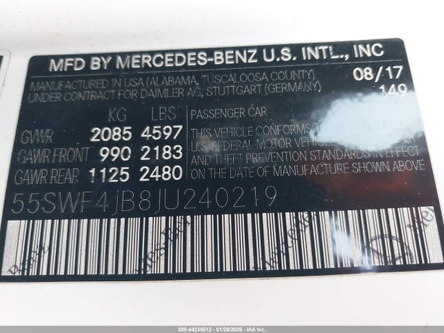 55SWF4JB8JU240219 Mercedes-Benz C 300