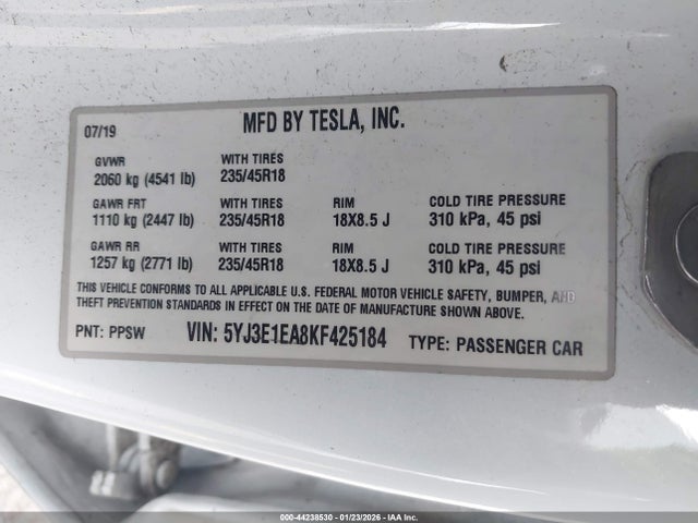 2019 TESLA MODEL 3 5YJ3E1EA8KF425184 Photo 8