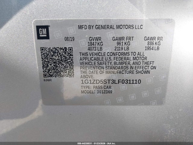 1G1ZD5ST3LF031110 Chevrolet Malibu Fwd Lt