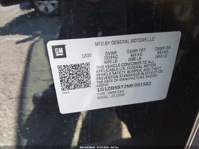 1G1ZB5ST2MF051582 Chevrolet Malibu Fwd Ls