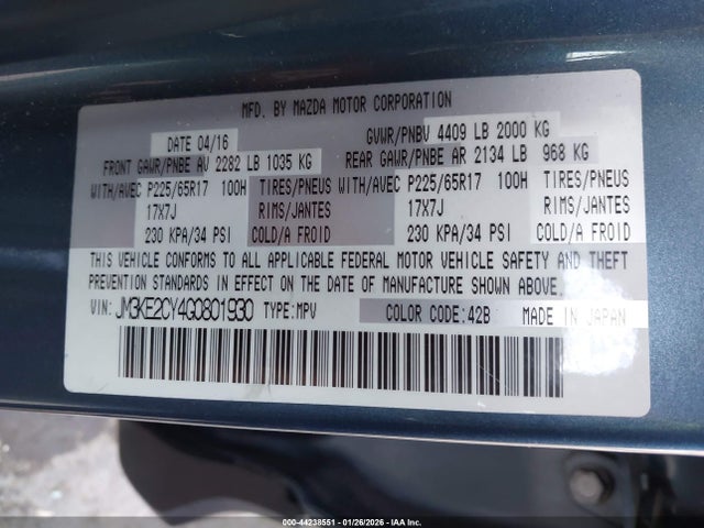 JM3KE2CY4G0801930 Mazda Cx-5 Touring