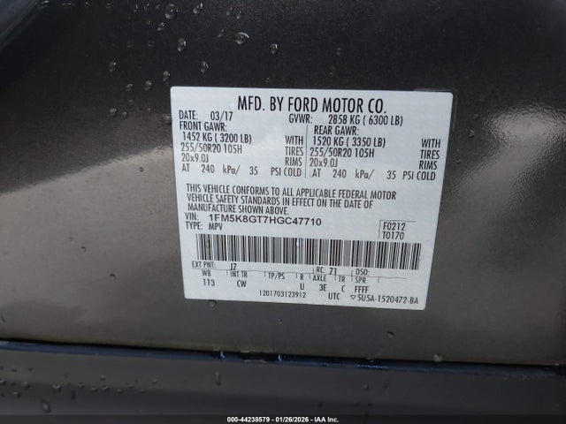1FM5K8GT7HGC47710 Ford EXPLORER SPORT