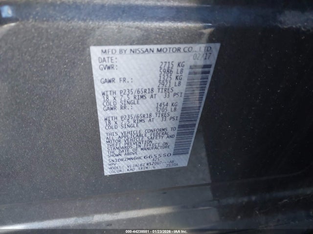 5N1DR2MN6HC665550 Nissan Pathfinder S