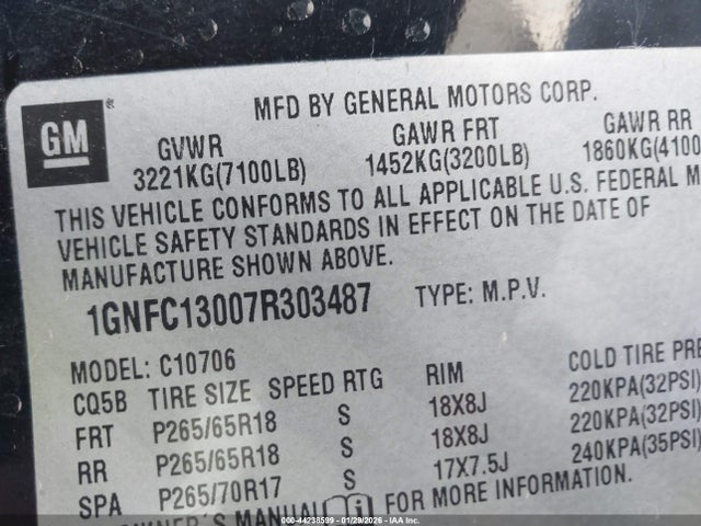 2007 CHEVROLET TAHOE 1GNFC13007R303487 Photo 8