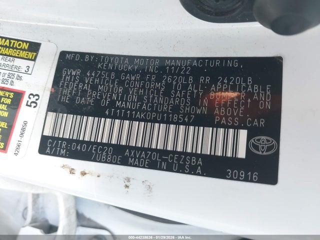 4T1T11AK0PU118547 Toyota Camry Se Nightshade Edition