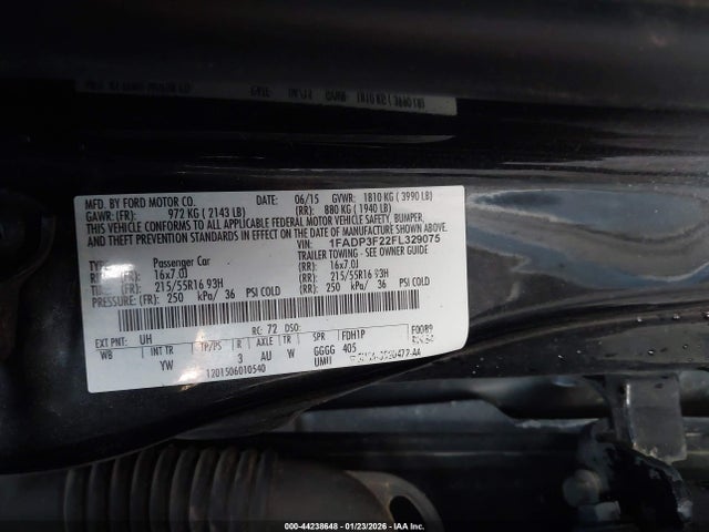Ford FOCUS SE 2015 1FADP3F22FL329075 Image 9