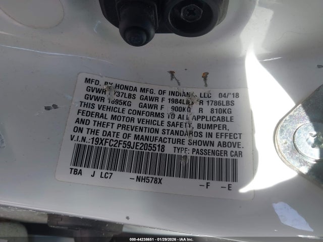 19XFC2F59JE205518 Honda Civic Lx