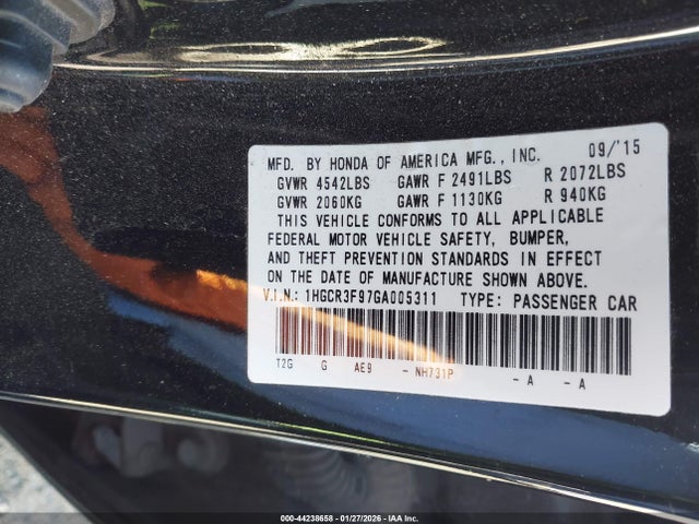 1HGCR3F97GA005311 Honda Accord Touring
