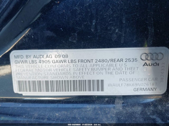 2009 AUDI A4 WAULF78K69N026187 Photo 8