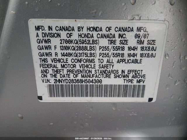 2008 ACURA MDX 2HNYD28368H504300 Photo 8