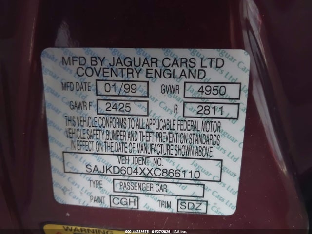 1999 JAGUAR XJ8 SAJKD604XXC866110 Photo 8