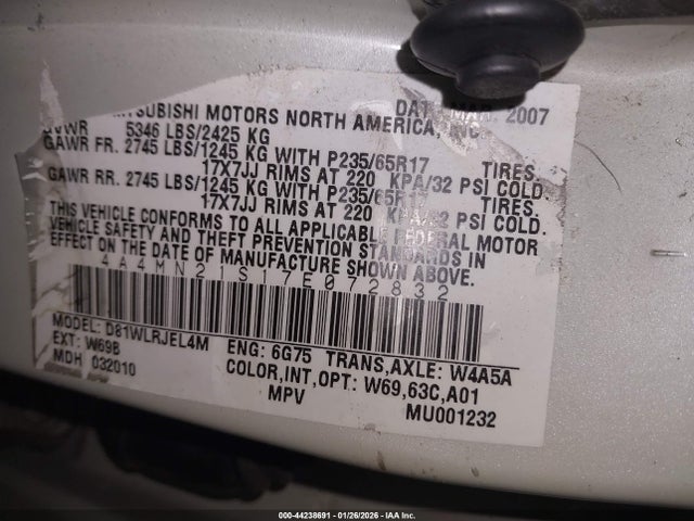 2007 MITSUBISHI ENDEAVOR 4A4MN21S17E072832 Photo 8