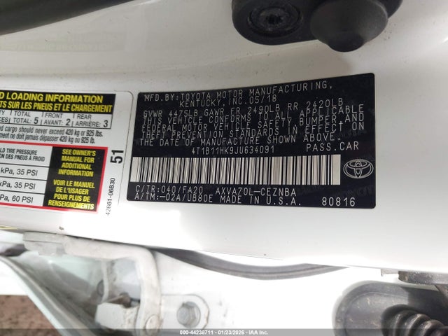 4T1B11HK9JU634091 Toyota CAMRY LE