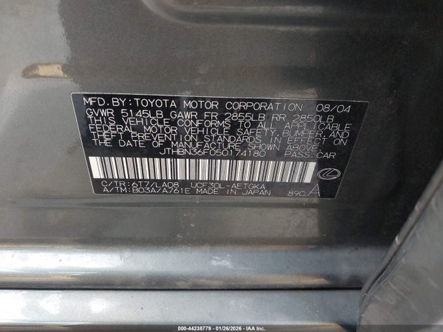 2005 LEXUS LS 430 JTHBN36F050174180 Photo 8