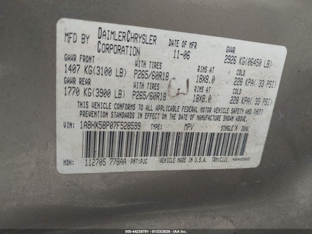 2007 CHRYSLER ASPEN 1A8HX58P07F528599 Photo 8
