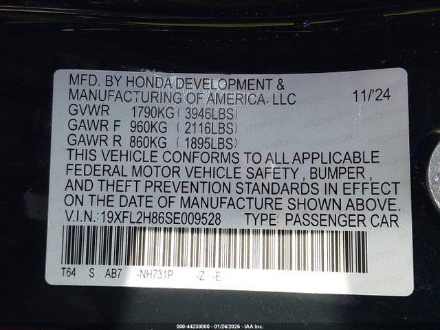 19XFL2H86SE009528 Honda Civic Sedan Sport