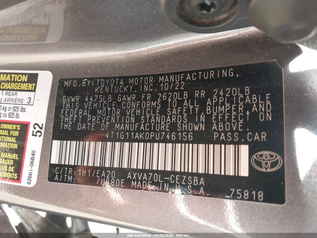 4T1G11AK0PU746156 Toyota CAMRY SE