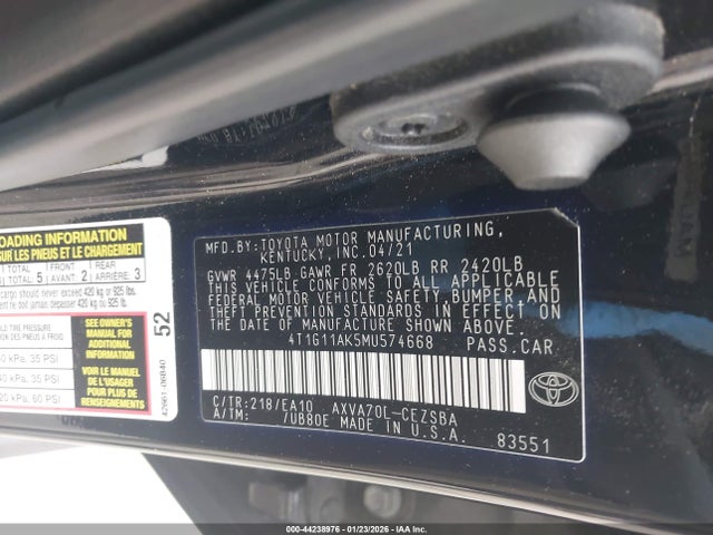 4T1G11AK5MU574668 Toyota CAMRY SE
