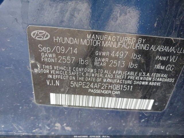 2015 HYUNDAI SONATA 5NPE24AF2FH081511 Photo 8